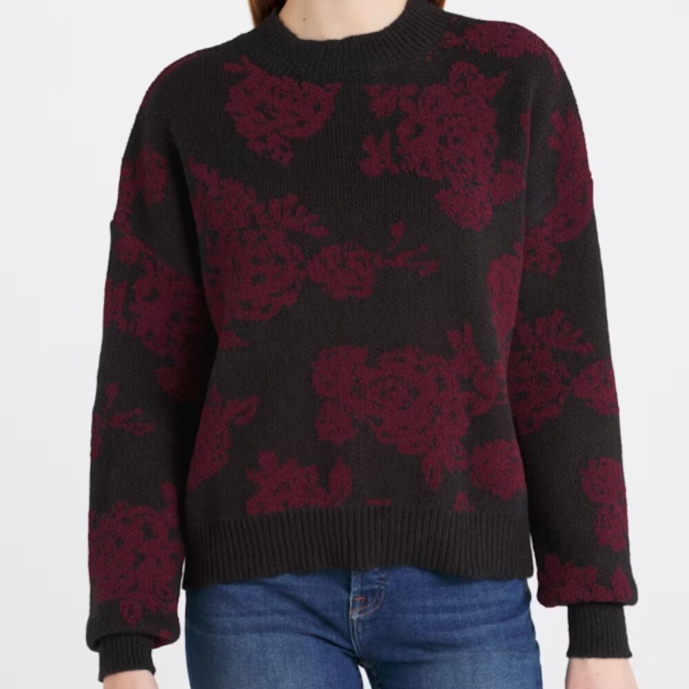 Salim Long Sleeve Sweater - The General Good Black And Burgundy
